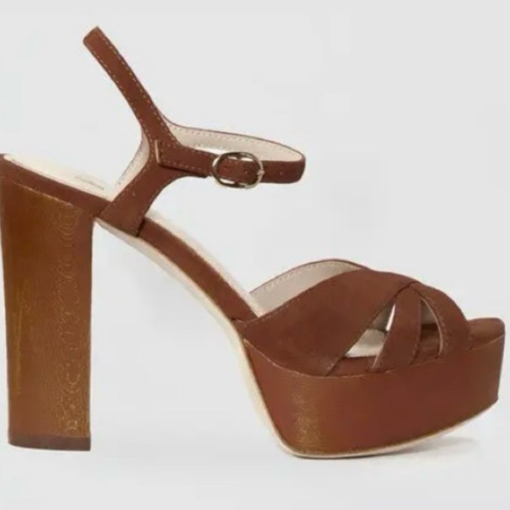 PAIGE Cassie Suede Brown Platform Heels 6.5 - Never worn out of home.